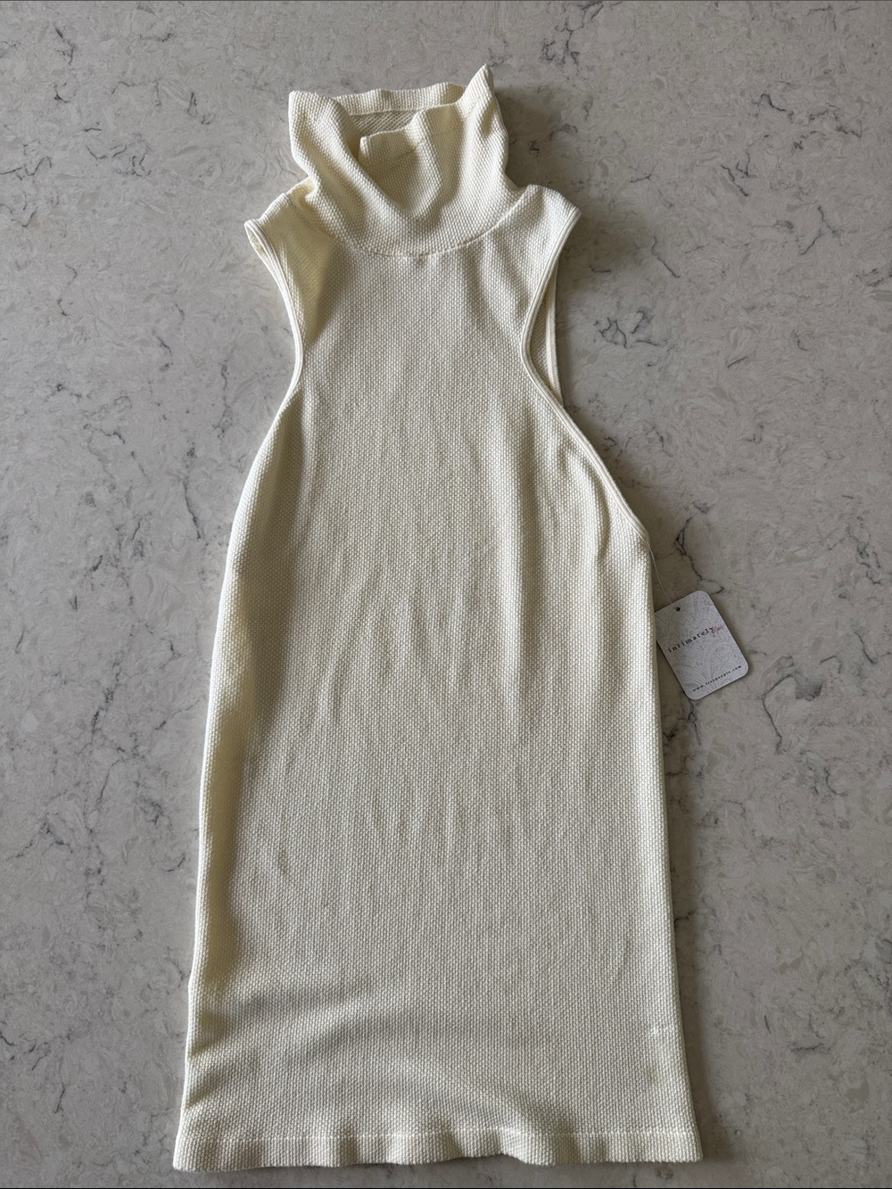 NWT FP Intimately/ Free People Sleeveless Knit Turtleneck Dress in Soft Cream